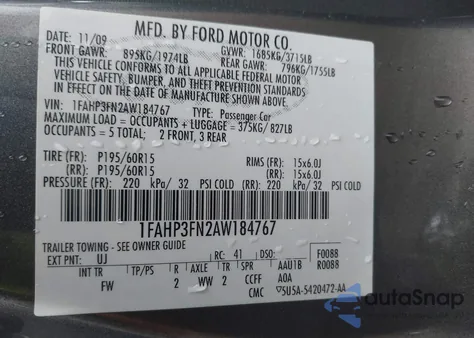 2010 Ford Focus Se из США, поврежденный, VIN 1FAHP3FN2AW184767